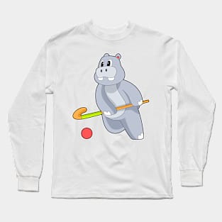 Hippo Hockey Hockey stick Long Sleeve T-Shirt